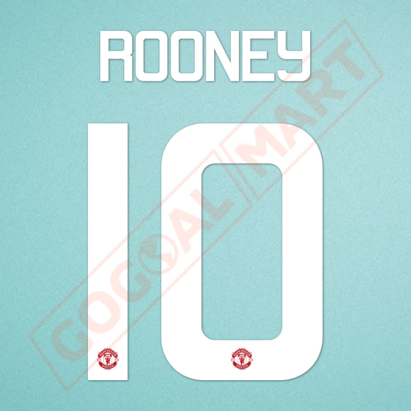 Manchester United 2015-2017 Rooney #10 Europa League/F.A. Cup Home/Awaykit Nameset Printing