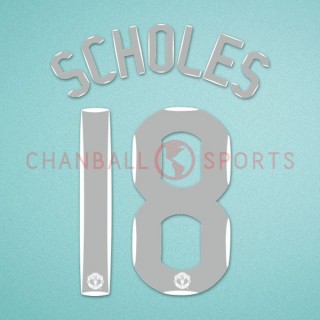 Manchester United 2007-2008 Scholes #18 Champions League Homekit Nameset Printing 