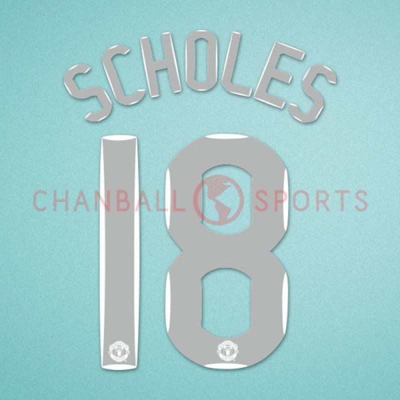 Manchester United 2007-2008 Scholes #18 Champions League Homekit Nameset Printing 