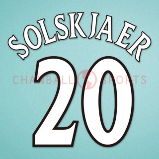 Manchester United 1999-2002 Solskjaer #20 Champions League Homekit Nameset Printing 