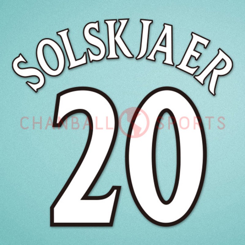 Manchester United 1999-2002 Solskjaer #20 Champions League Homekit Nameset Printing 