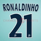 PSG 2001-2002 Ronaldinho #21 Awaykit Nameset Printing 