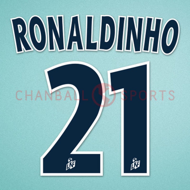 PSG 2001-2002 Ronaldinho #21 Awaykit Nameset Printing 