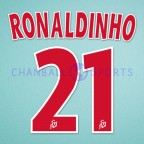 PSG 2001-2002 Ronaldinho #21 Homekit Nameset Printing 