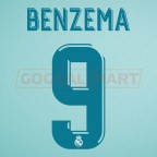 Real Madrid 2017-2018 Benzema #9 Homekit Nameset Printing