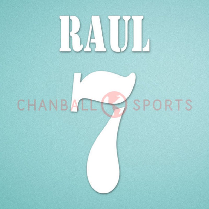 Real Madrid 2000-2003 Raul #7 Awaykit Nameset Printing 