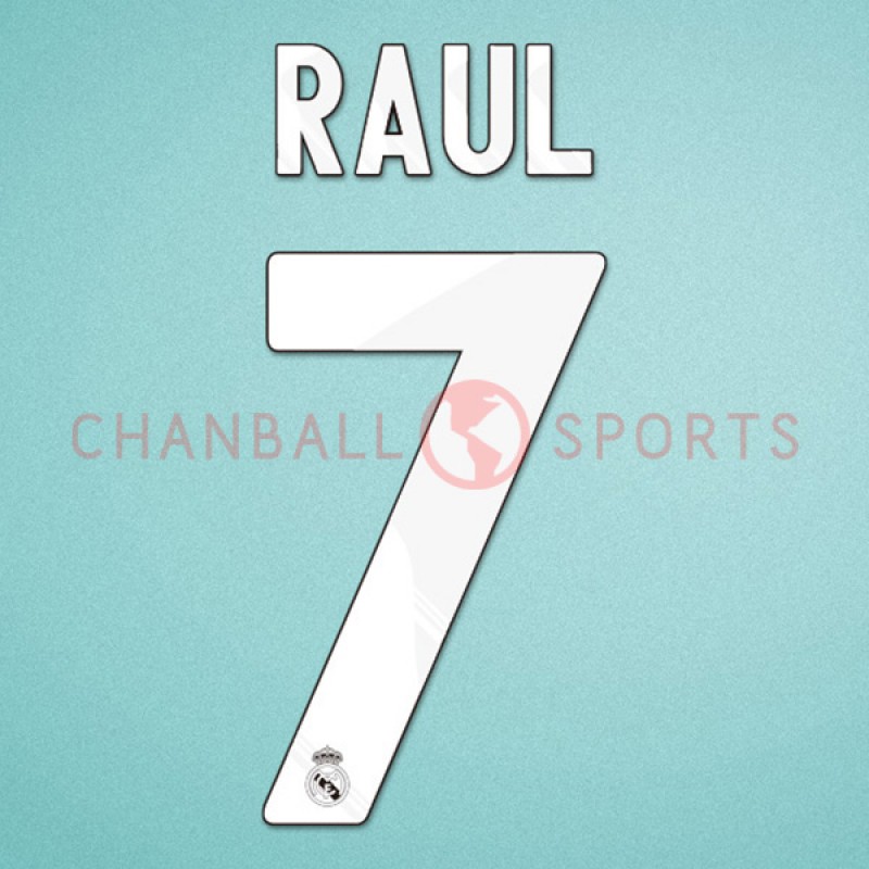 Real Madrid 2009-2010 Raul #7 Awaykit Nameset Printing 