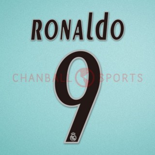 Real Madrid 2005-2006 Ronaldo #9 Homekit Nameset Printing 