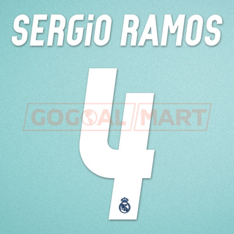 Real Madrid 2016-2017 Sergio Ramos #4 Awaykit Nameset Printing