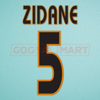 Real Madrid 2003-2005 Zidane #5 Champions League Homekit Nameset Printing