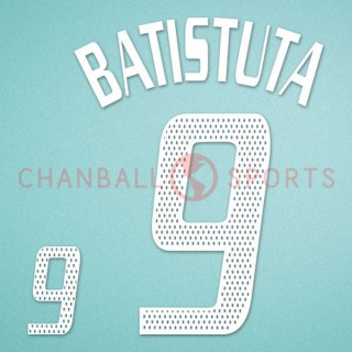Argentina 2002 Batistuta #9 World Cup Awaykit Nameset Printing 