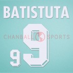 Argentina 1998 Batistuta #9 World Cup Awaykit Nameset Printing 