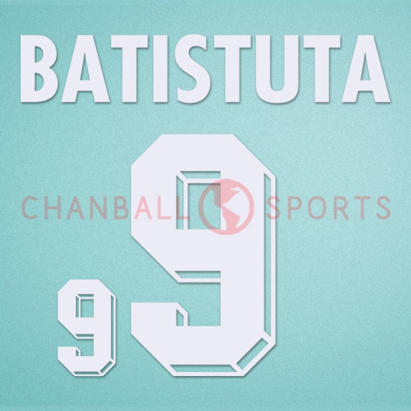 Argentina 1998 Batistuta #9 World Cup Awaykit Nameset Printing 
