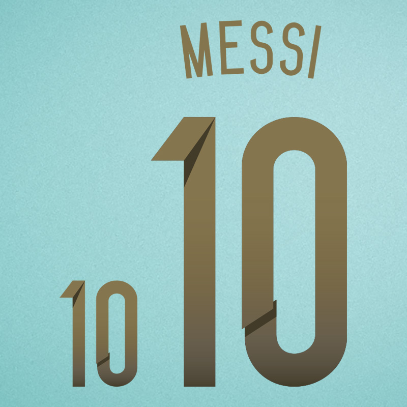 Argentina 2014 Messi #10 World Cup Awaykit Nameset Printing