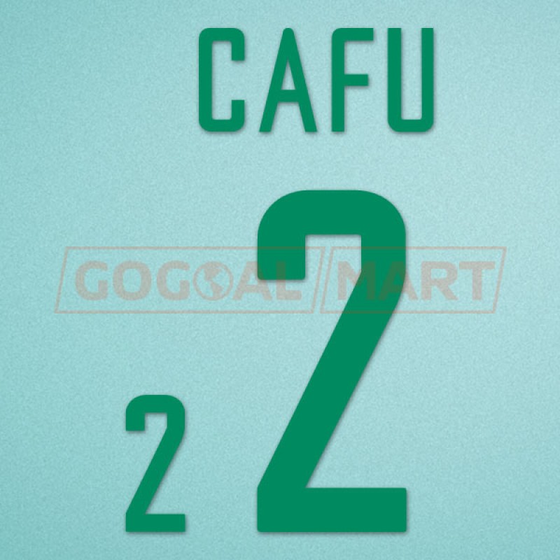 Brazil 2002 Cafu #2 World Cup Homekit Nameset Printing 