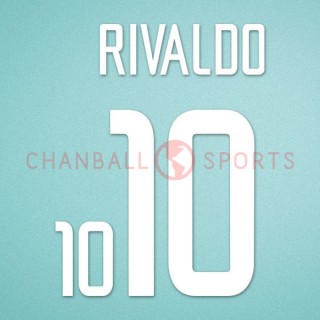 Brazil 2002 Rivaldo #10 World Cup Awaykit Nameset Printing 