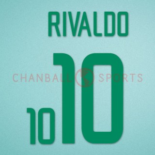 Brazil 2002 Rivaldo #10 World Cup Homekit Nameset Printing 