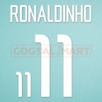 Brazil 2002 Ronaldinho #11 World Cup Awaykit Nameset Printing 