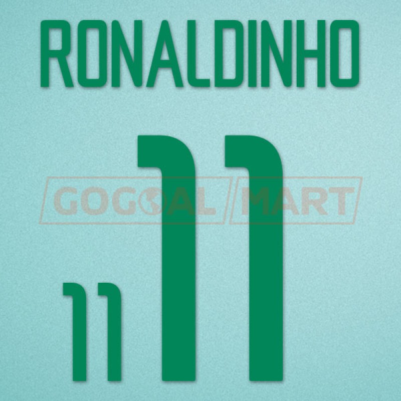 Brazil 2002 Ronaldinho #11 World Cup Homekit Nameset Printing 