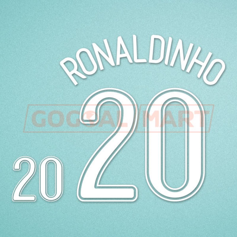 Brazil 2006 Ronaldinho #20 World Cup Awaykit Nameset Printing 