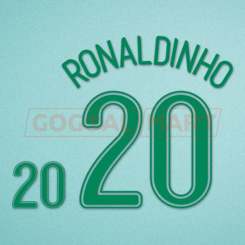 Brazil 2006 Ronaldinho #20 World Cup Homekit Nameset Printing 