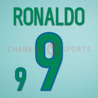 Brazil 1998 Ronaldo #9 World Cup Homekit Nameset Printing 
