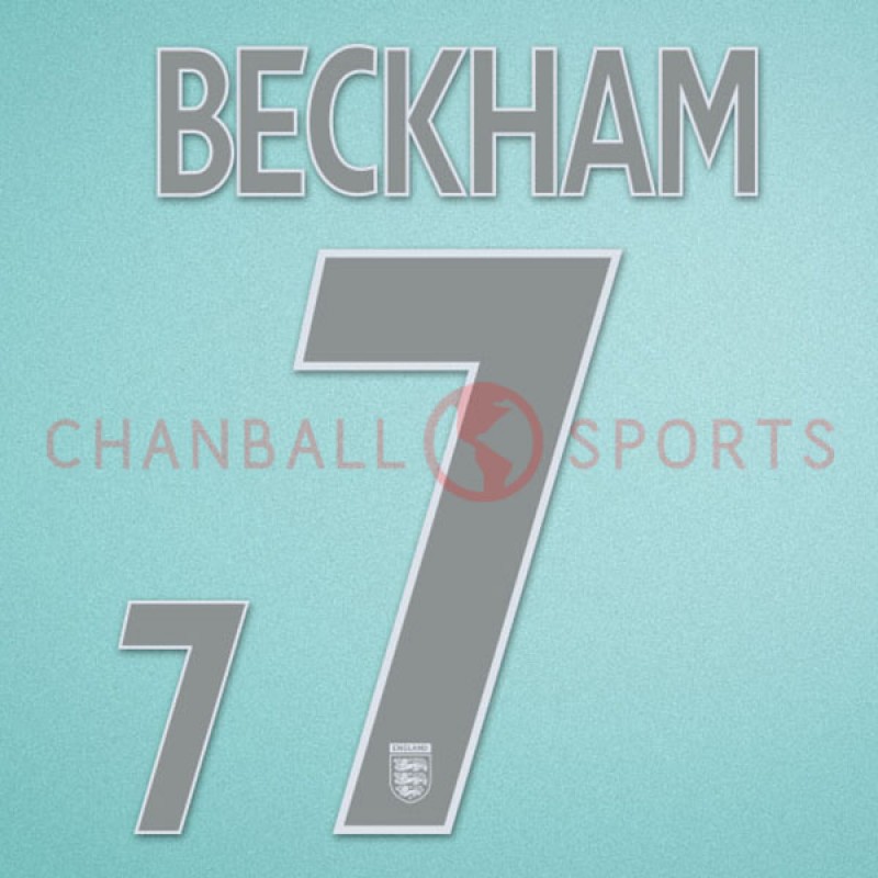England 2004-2006 Beckham #7 Awaykit Nameset Printing 
