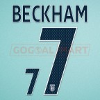 England 2007-2009 Beckham #7 Homekit Nameset Printing
