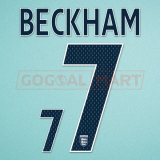 England 2007-2009 Beckham #7 Homekit Nameset Printing