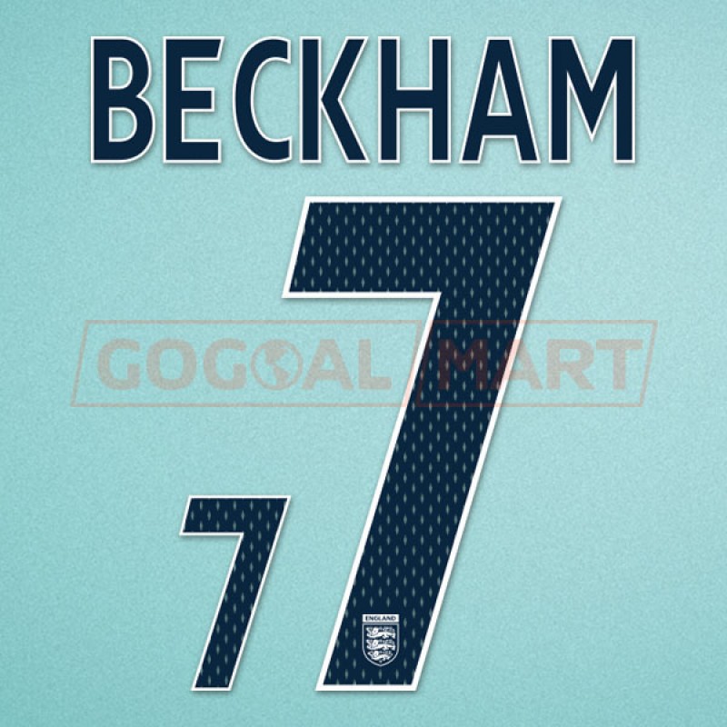 England 2007-2009 Beckham #7 Homekit Nameset Printing
