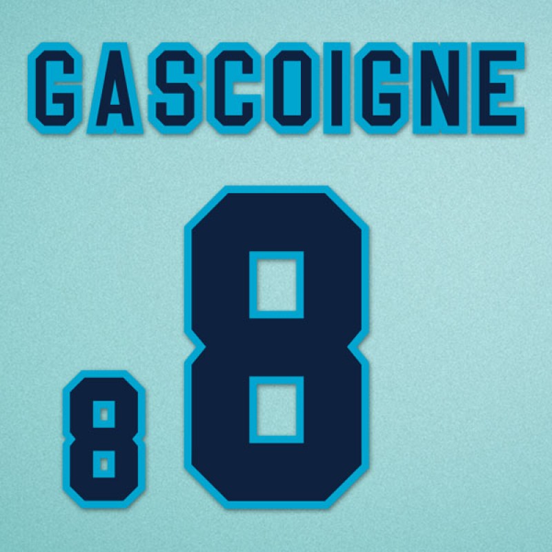 England 1996 Gascoigne #8 EURO Homekit Nameset Printing 