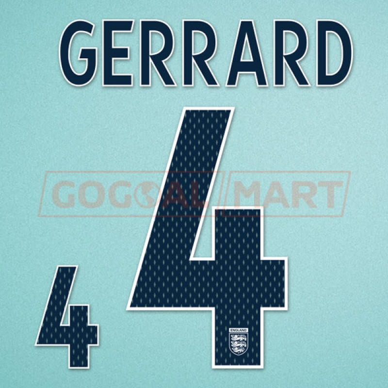 England 2007-2009 Gerrard #4 Homekit Nameset Printing