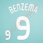 France 2008 Benzema #9 EURO Cup Homekit Nameset Printing 