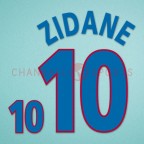 France 2000 Zidane #10 EURO Cup Awaykit Nameset Printing 