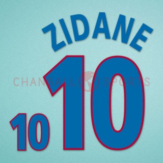 France 2000 Zidane #10 EURO Cup Awaykit Nameset Printing 