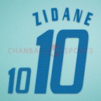 France 2004 Zidane #10 EURO Cup Awaykit Nameset Printing 