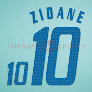 France 2004 Zidane #10 EURO Cup Awaykit Nameset Printing 