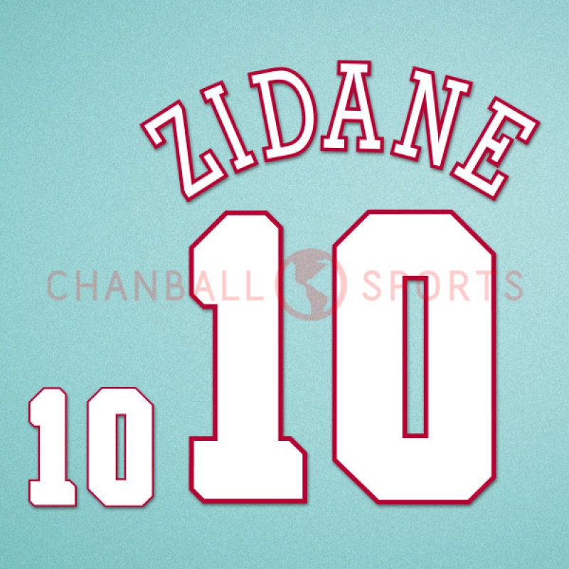 France 1996 Zidane #10 EURO Cup Homekit Nameset Printing 