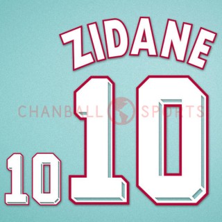 France 1998 Zidane #10 World Cup Homekit Nameset Printing 