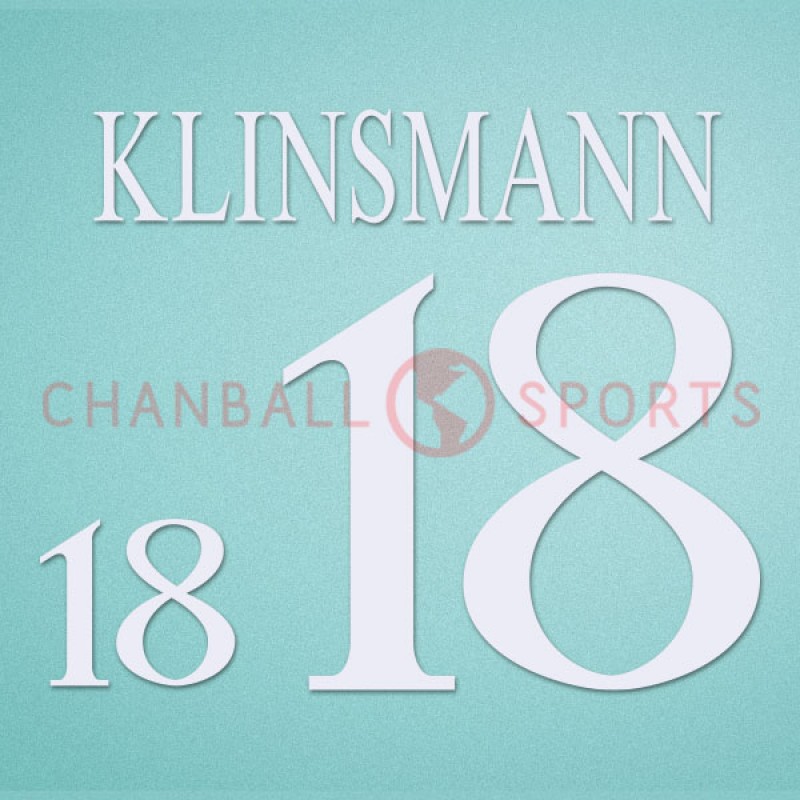 Germany 1996 Klinsmann #18 EURO Awaykit Nameset Printing 