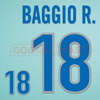 Italy 1998 Baggio #18 World Cup Awaykit Nameset Printing 
