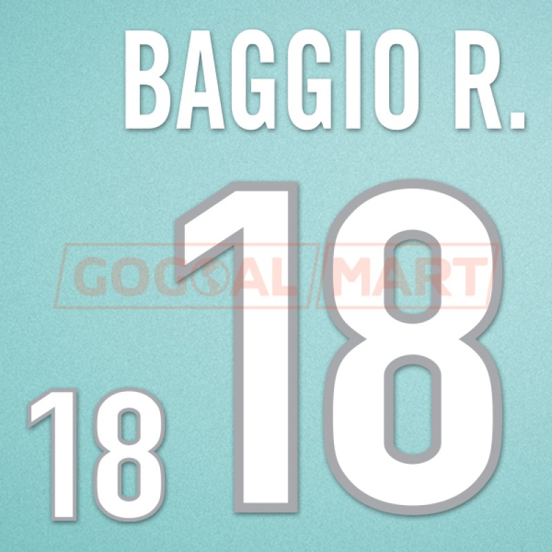Italy 1998 Baggio #18 World Cup Homekit Nameset Printing 