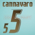 Italy 2006 Cannavaro #5 World Cup Homekit Nameset Printing