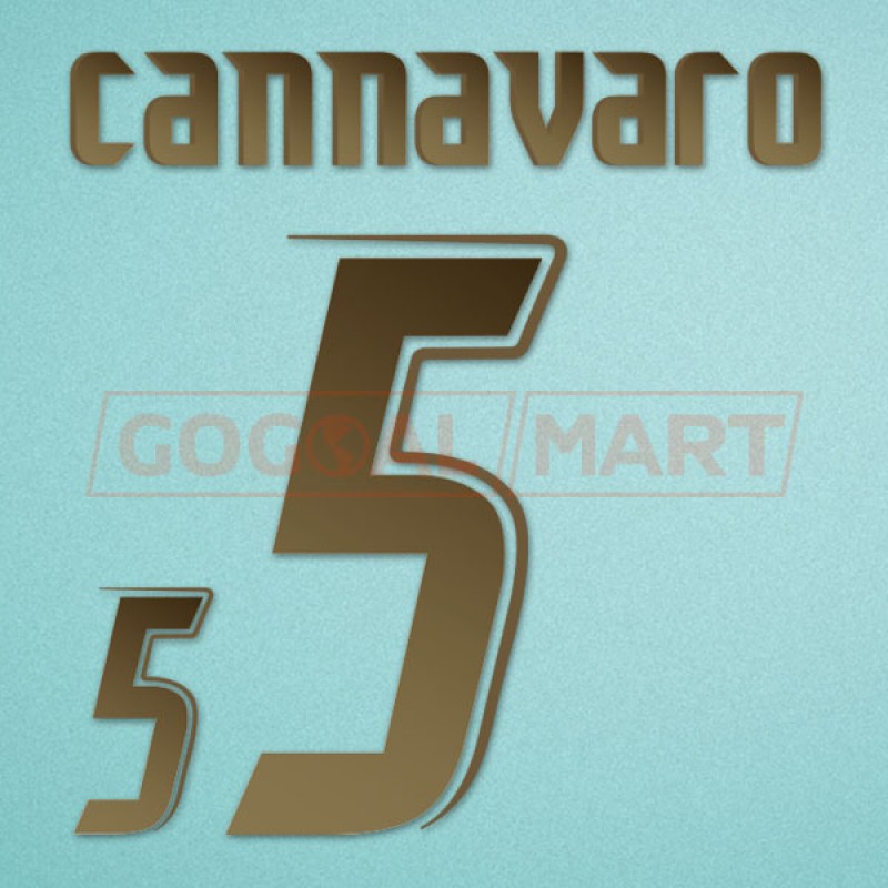 Italy 2006 Cannavaro #5 World Cup Homekit Nameset Printing