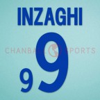 Italy 2002 Inzaghi #9 World Cup Awaykit Nameset Printing 