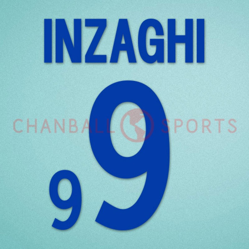 Italy 2002 Inzaghi #9 World Cup Awaykit Nameset Printing 