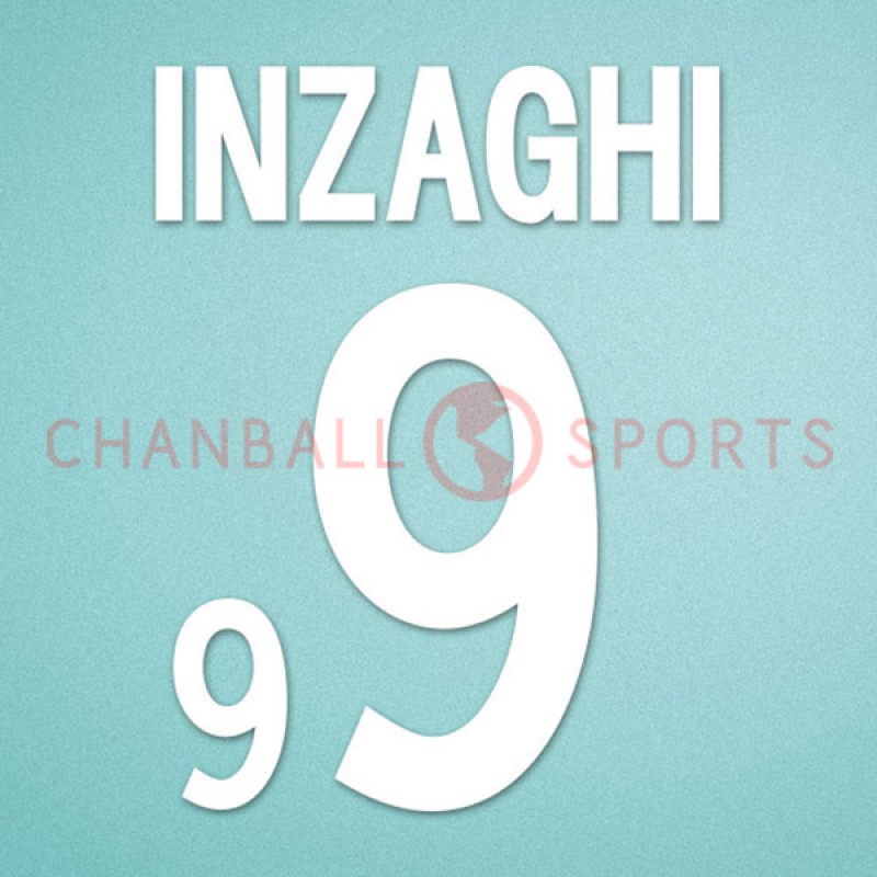 Italy 2002 Inzaghi #9 World Cup Homekit Nameset Printing 