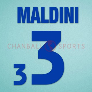 Italy 2000 Maldini #3 EURO Awaykit Nameset Printing 