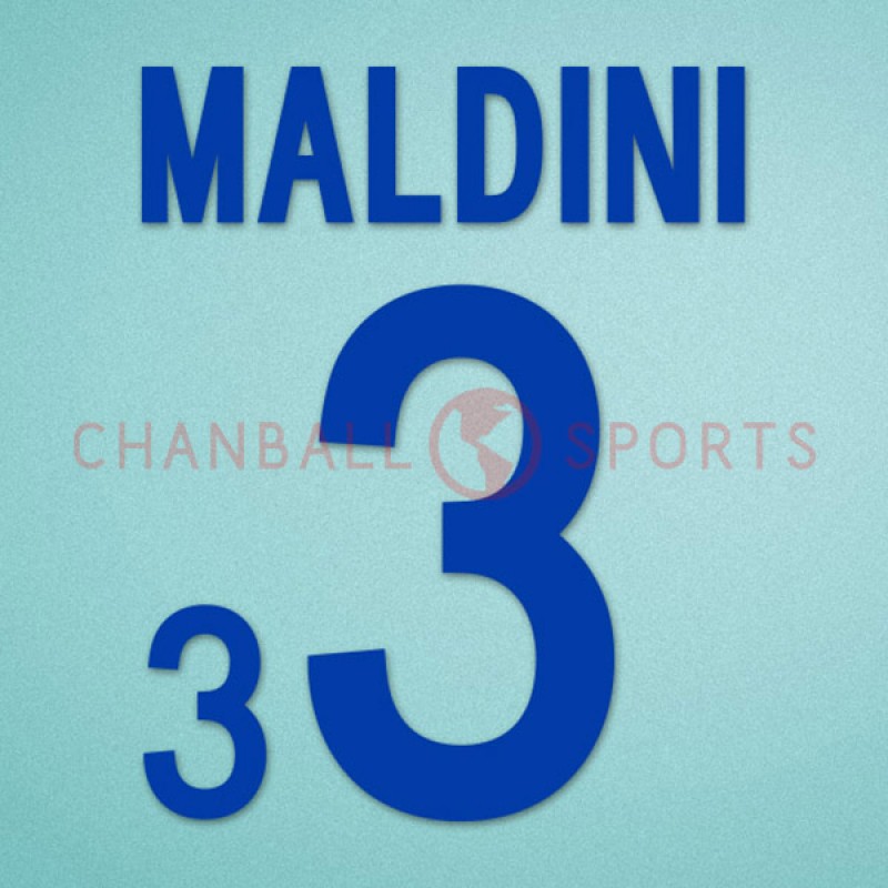 Italy 2002 Maldini #3 World Cup Awaykit Nameset Printing 