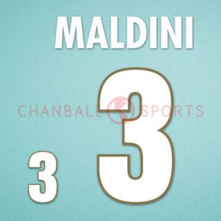 Italy 1996 Maldini #3 EURO Homekit Nameset Printing 